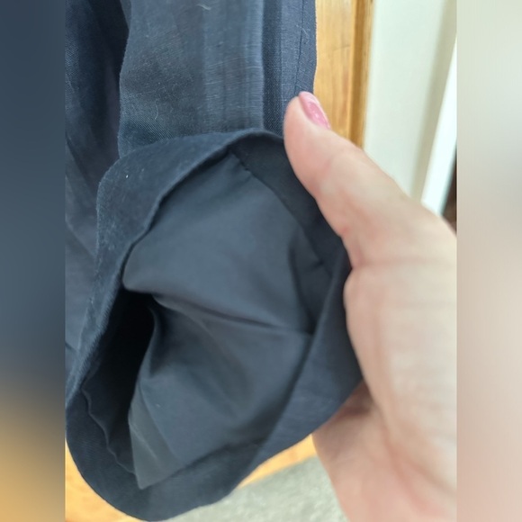 Coldwater Creek Linen Jacket Button Down W/Peter Pan Collar Dark Navy Size L - Picture 5 of 10